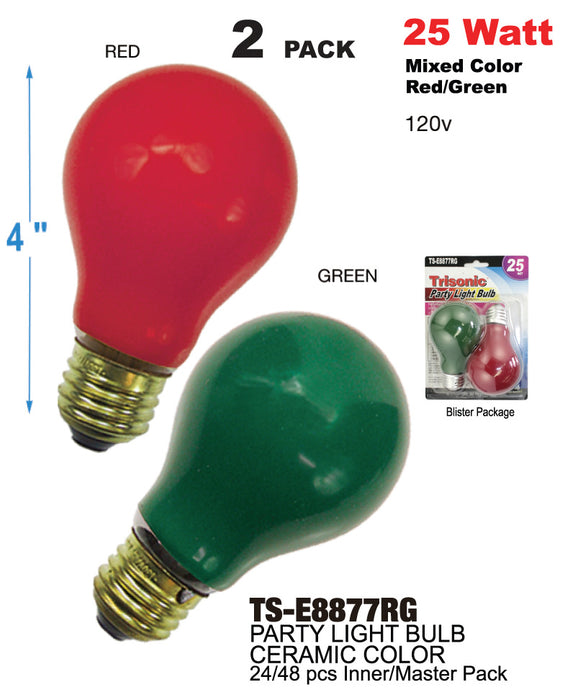 TS-E8877RG - 25W Ceramic Party Bulbs (Red/Green)