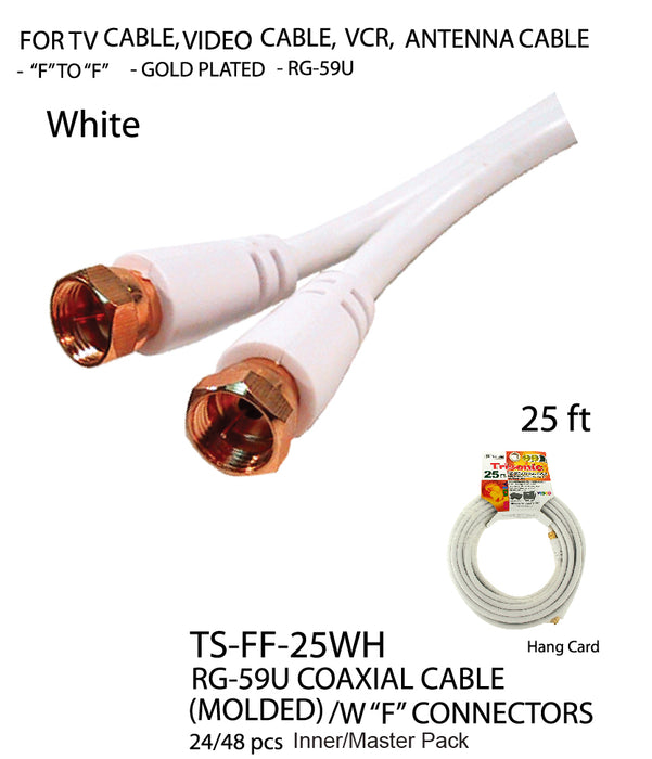 TS-FF-25WH - RG-59U Coaxial Cable - White (25 ft.)