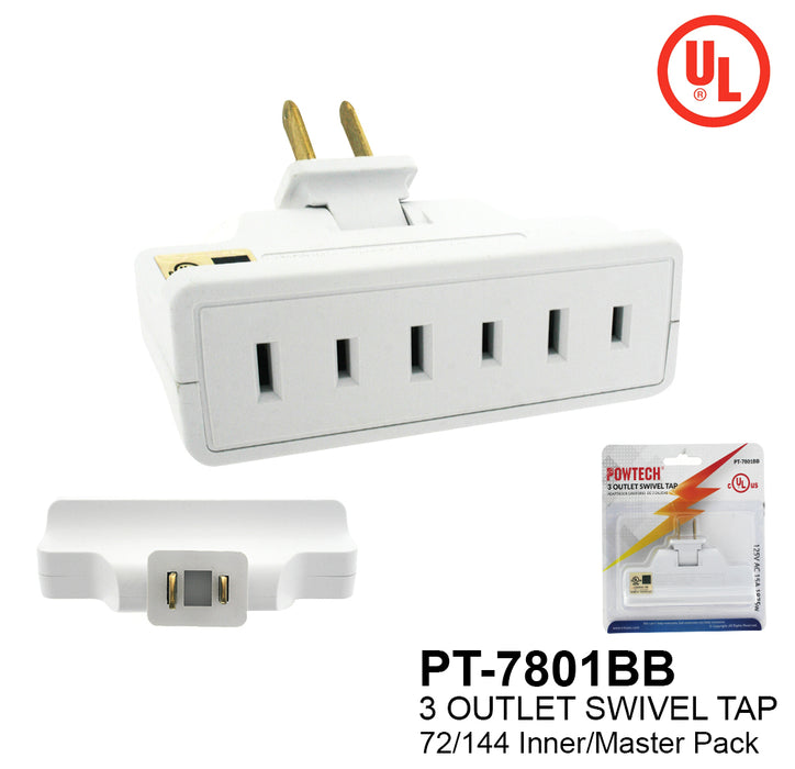 PT-7801BB - 3 Outlet UL Swivel Tap