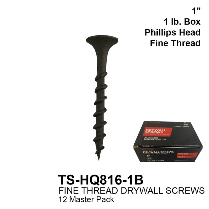 TS-HQ816-1B - Boxed Fine Thread Drywall Screws (1")