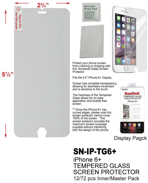 SN-IP-TG6+ - iPhone Tempered Glass Screen Protector **