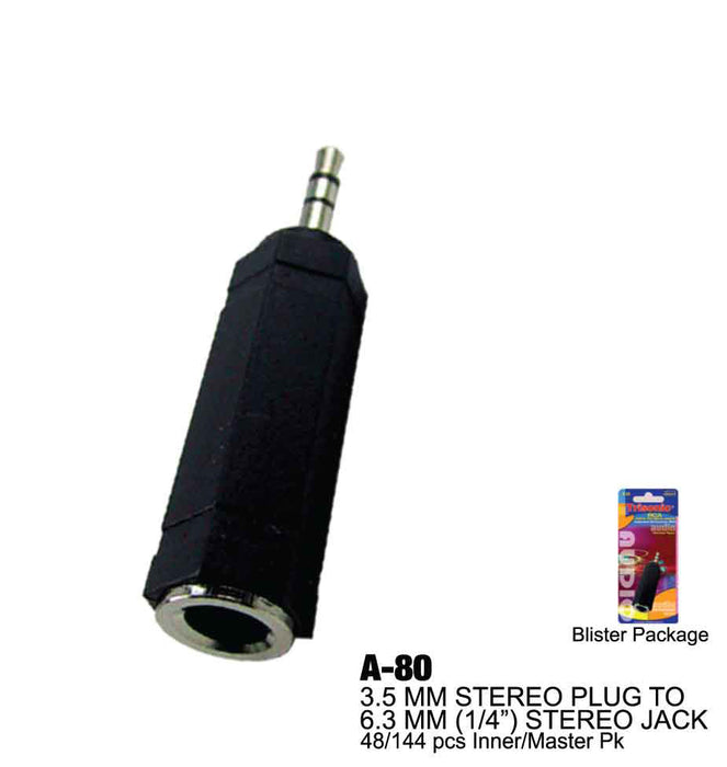 A-80 - 3.5mm Stereo Plug to 6.5mm Stereo Jack