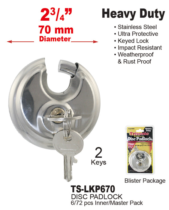 TS-LKP670 - Heavy Duty Disc Padlock (2?")