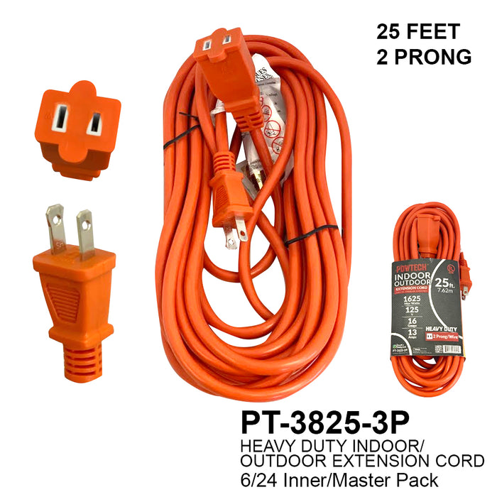 PT-3825-2P - Heavy Duty UL Orange Indoor/Outdoor Extension Cord (25 ft.)