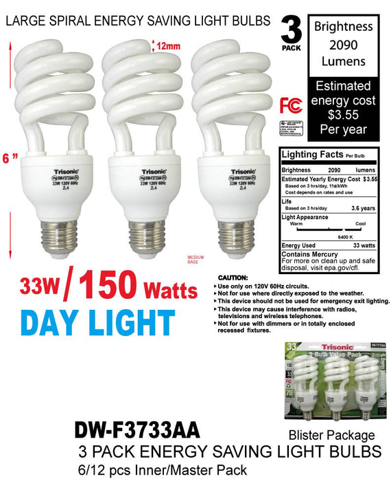 DW-F3733AA - Energy Saving Large Spiral Daylight Bulb (33W/150W)