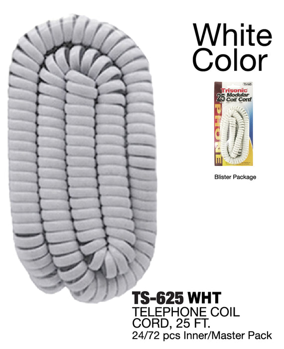 TS-625 WHT - Telephone Coil Cord