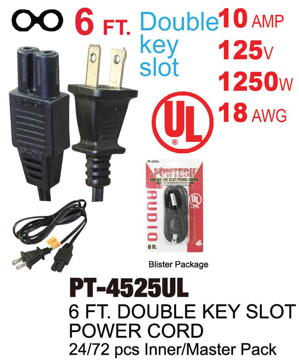 PT-4525UL - UL Double Key Slot Power Cord