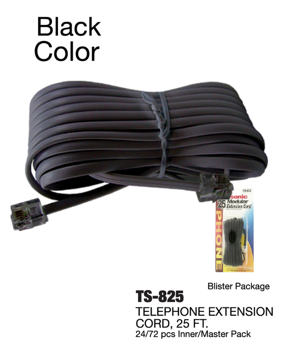 TS-825 BLK - Telephone Extension Cord