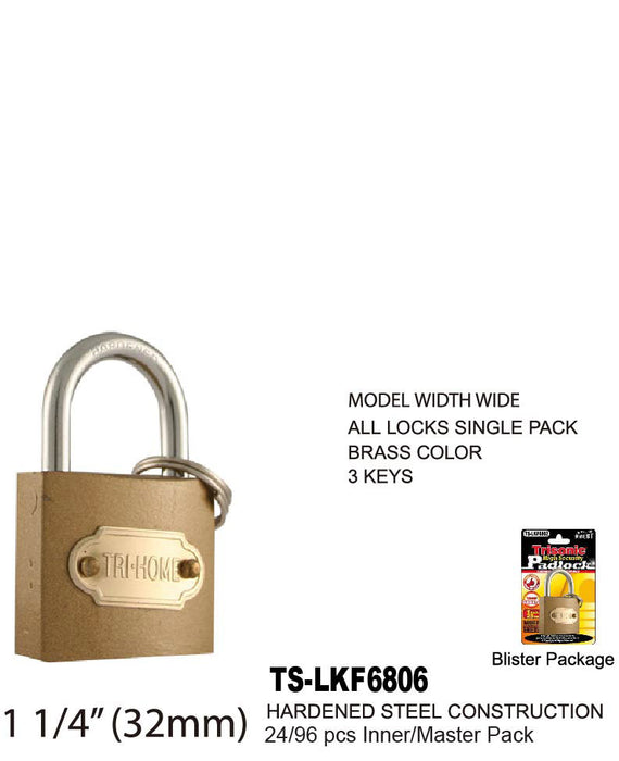 TS-LKF6806 - Brass Colored Steel Padlock (1¬")