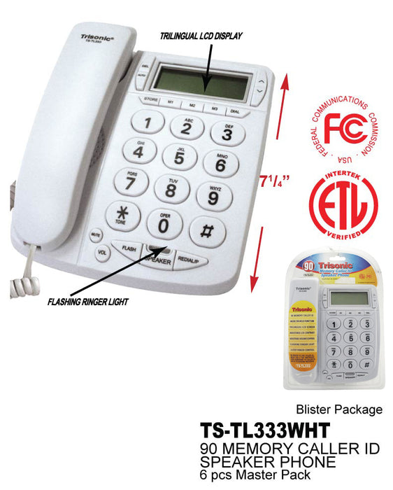 TS-TL333 WHT - 90 Memory Caller ID Speaker Phone