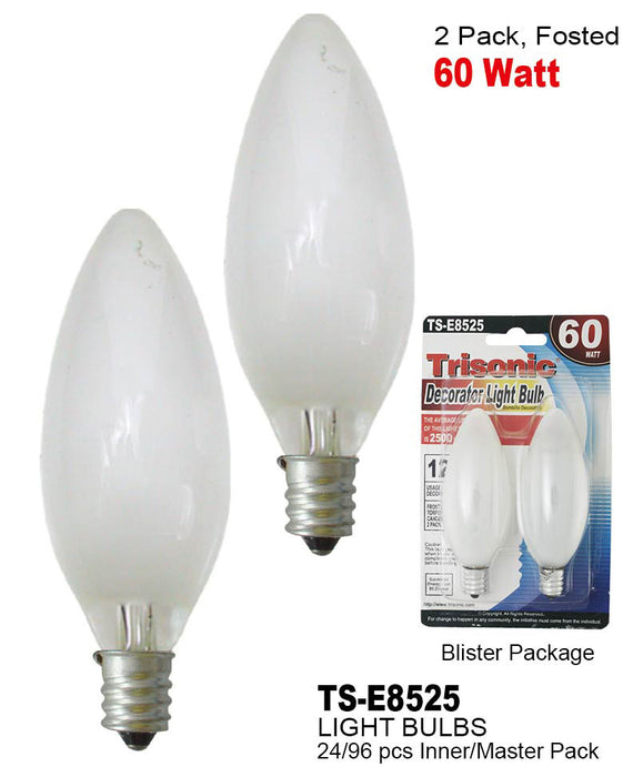 TS-E8525 - Frosted Torpedo Shaped Candelbra Base Bulbs (60 Watts)