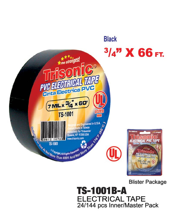 TS-1001B-A - Black Electrical PVC Tape