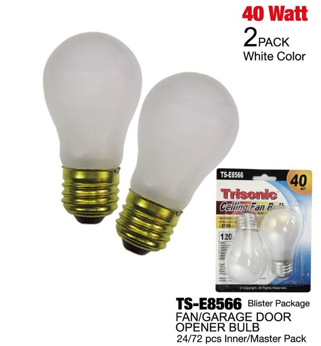 TS-E8566 - Frosted Fan/Garade Door Light Bulbs (40 Watts)