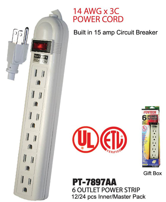 PT-7897AA - 6 Outlet UL Power Strip