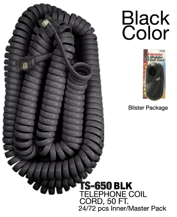 TS-650 BLK - Telephone Coil Cord