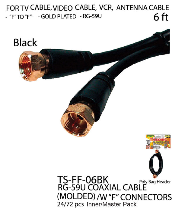 TS-FF-06BK - RG-59U Coaxial Cable - Black (6 ft.)