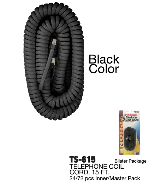 TS-615 BLK -  Telephone Coil Cord
