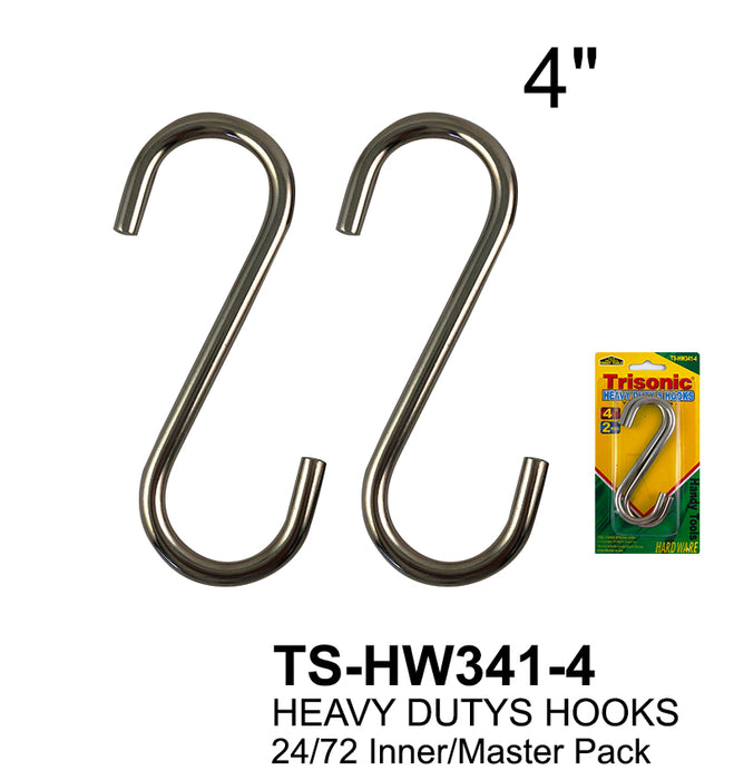 TS-HW341-4 - Heavy Duty S Hooks (4")
