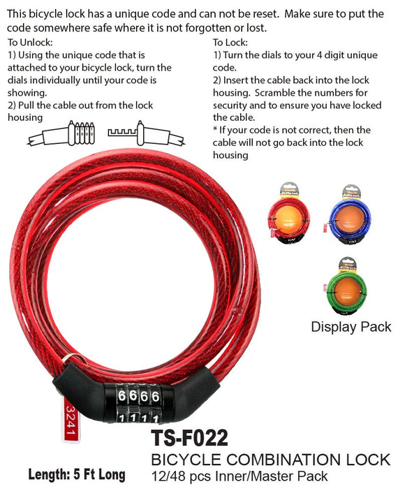 TS-F022 - Bicycle Combination Lock