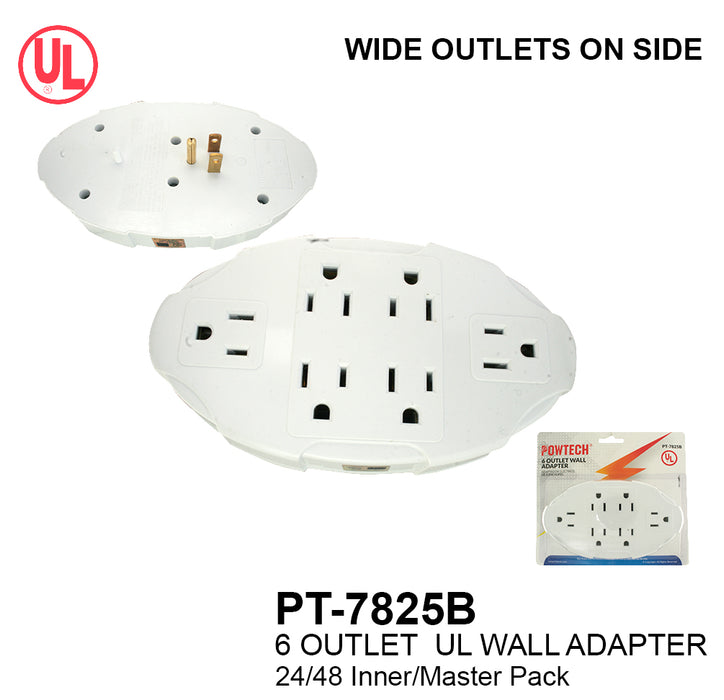 PT-7825B - 6 Outlet UL Wall Adapter