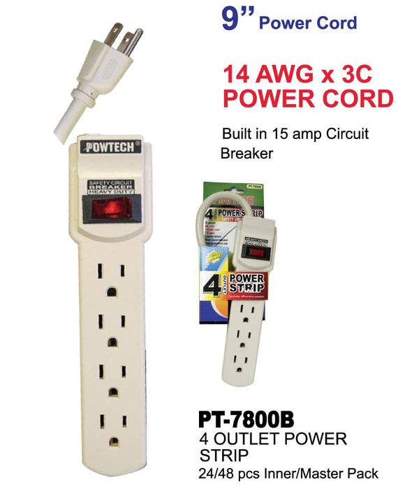 PT-7800B - 4 Outlet Power Strip