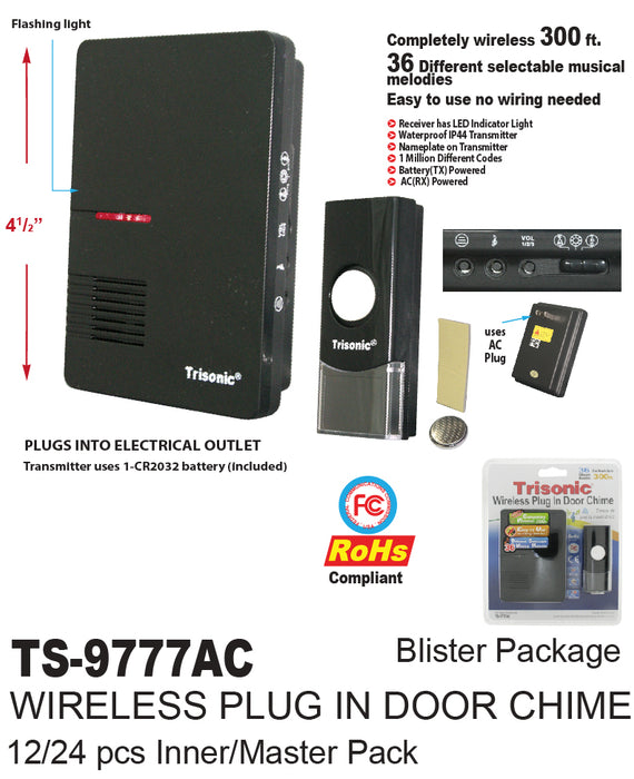 TS-9777AC - Wireless Plug In Door Chime