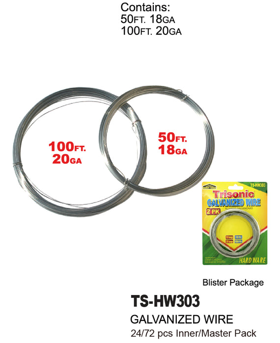 TS-HW303 - Galvanized Wire 18G 50 Ft/20G 100 Ft.