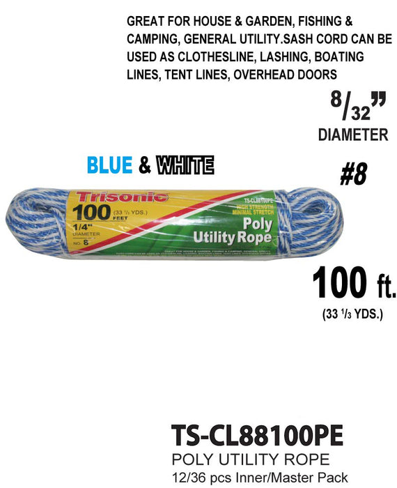TS-CL88100PE - #8 Poly Utility Rope (100 ft.)