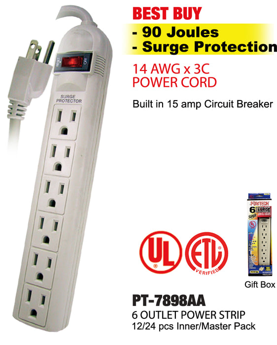 PT-7898AA - 6 Outlet UL Power Strip