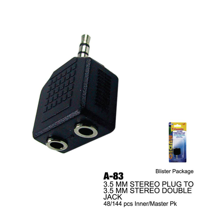 A-83 - 3.5mm Stereo Plug to 3.5mm Stereo Double Jack