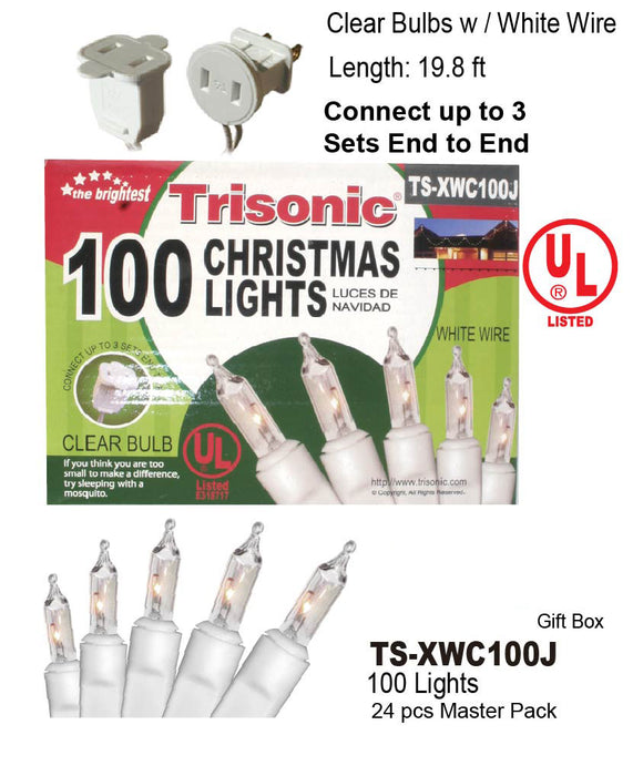 TS-XWC100J - 100 Clear Christmas Lights (White Wire)