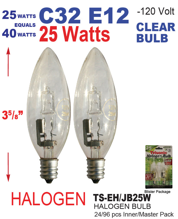 TS-EH/JB25W - Candelabra Base Halogen Bulbs (25W/40W) ***