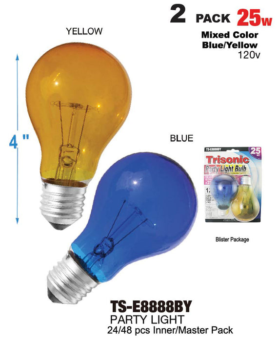 TS-E8888BY - 25W Color Party Bulbs (Blue/Yellow)