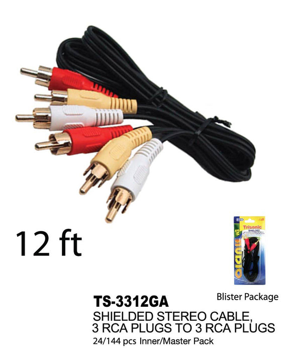 TS-3312GA - 3 RCA Plugs to 3 RCA Plugs (12 ft.)