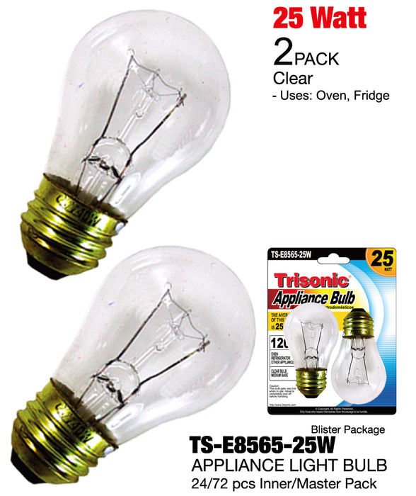 TS-E8565-25W -Clear Applicance Bulbs (25 Watts)