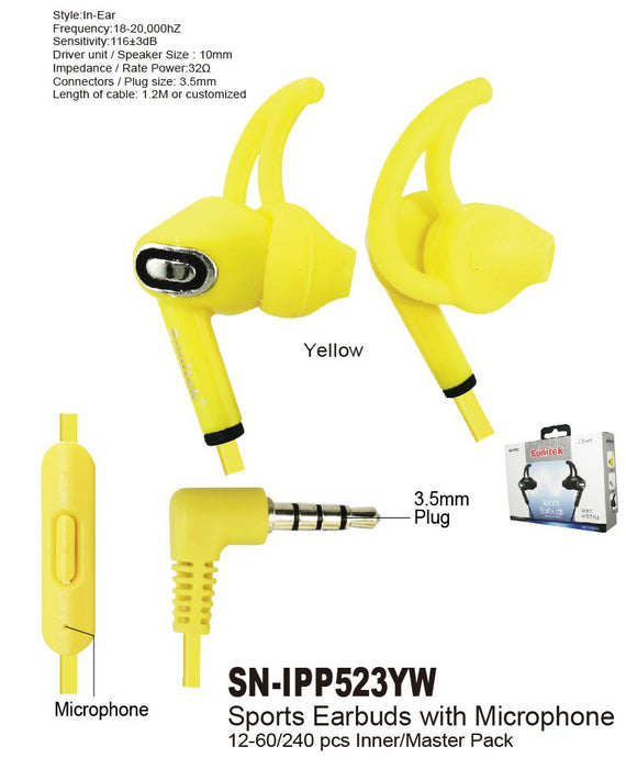 SN-IPP523YW - Sports Earbuds w/ Microphone