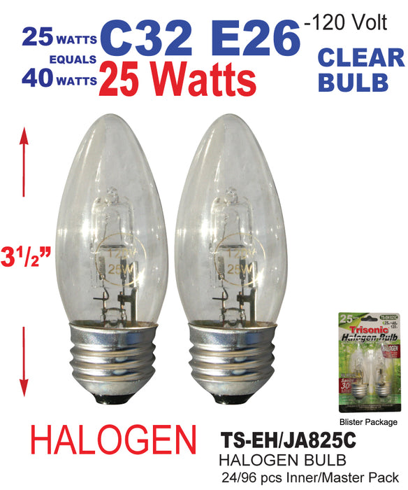 TS-EH/825C - Medium Base Clear Halogen Bulbs (25W/40W) ***