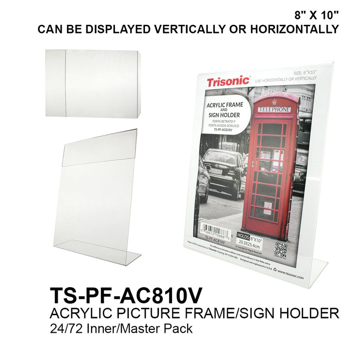 TS-PF-AC810V - 8x10" Vertical Acrylic Frame