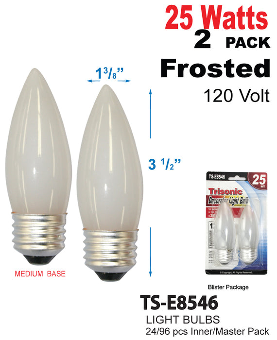 TS-E8546 - Frosted Medium Base Decorator Bulbs (25 Watts)