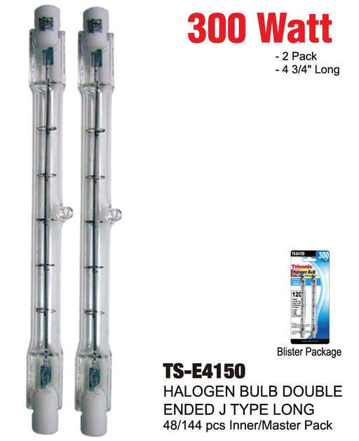 TS E4150 Double Ended J Type Short Halogen Bulbs 300 Watts Trisonic Wholesale Supplier