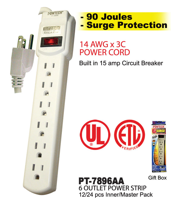 PT-7896AA - 6 Outlet UL Power Strip