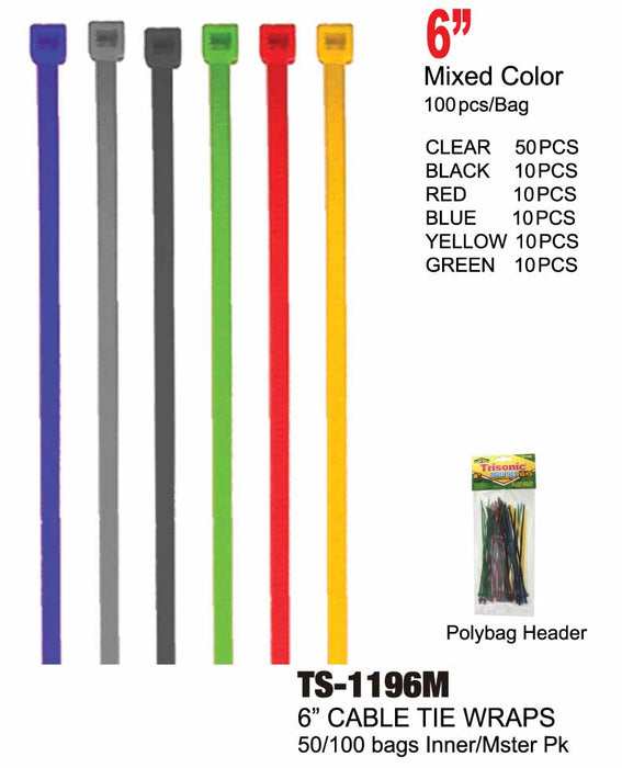 TS-1196M - Mixed Color Cable Ties (6 in.)