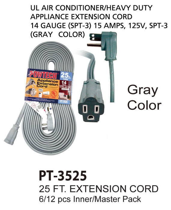 PT-3525 GRY - Gray UL Air Conditioner Cord (25 ft.)