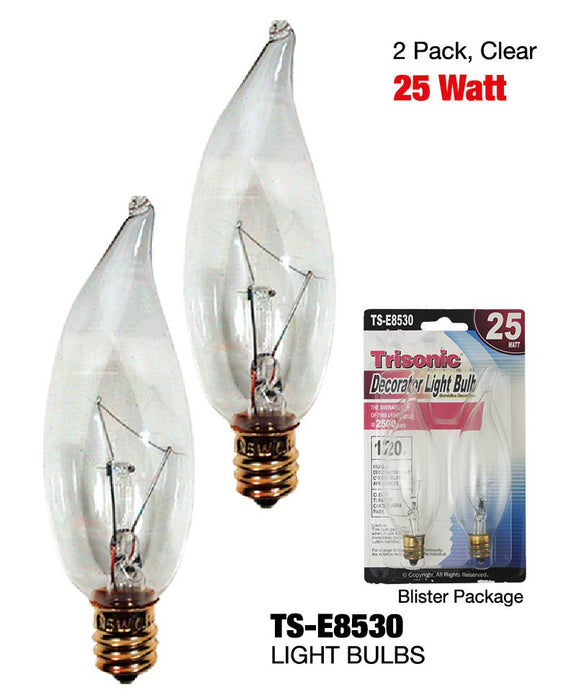TS-E8530 - Clear Turntip Top Candelbra Base Bulbs (25 Watts)