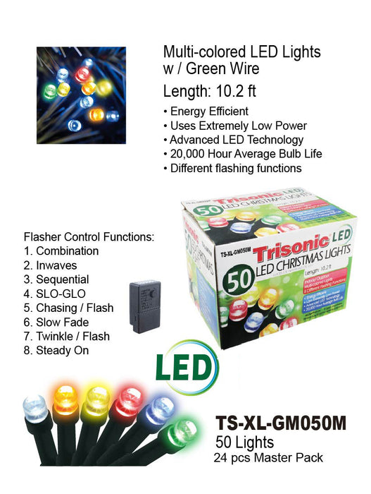 TS-XL-GM050M - Multi-Color LED Christmas Lights (50 Lights)