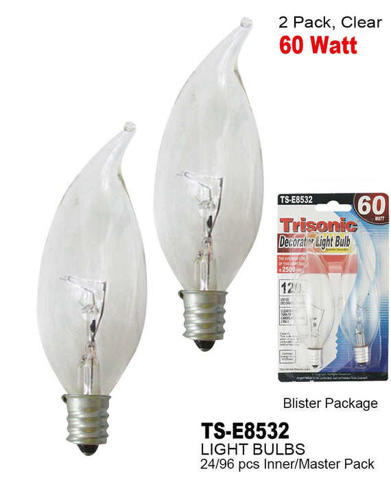 TS-E8532 - Clear Turntip Top Candelbra Base Bulbs (60 Watts)