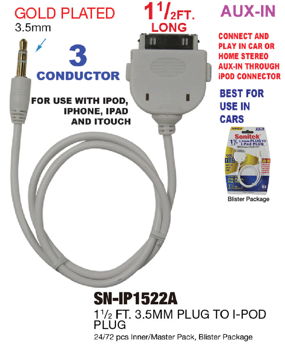SN-IP1522A - 3.5mm Plug to iPhone Plug **