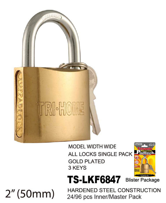 TS-LKF6847 - Gold Plated Steel Padlock (2")