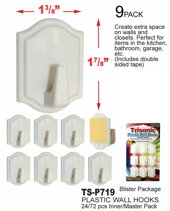 TS-P719 - Plastic Wall Hooks ***