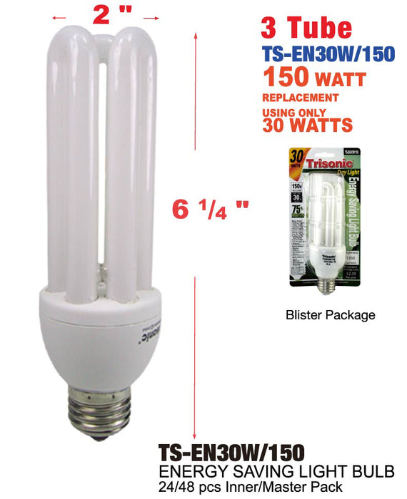 TS-EN30W/150 - 3 Tube Energy Saving Daylight Bulb (30W/150W)